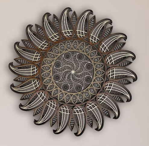 Sun and Moon - viðar vegglist